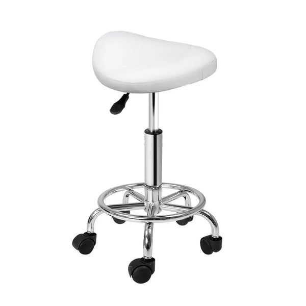 Artiss Saddle Salon Stool White PU Swivel Barber Hair Dress Chair Hydraulic Lift Deals499