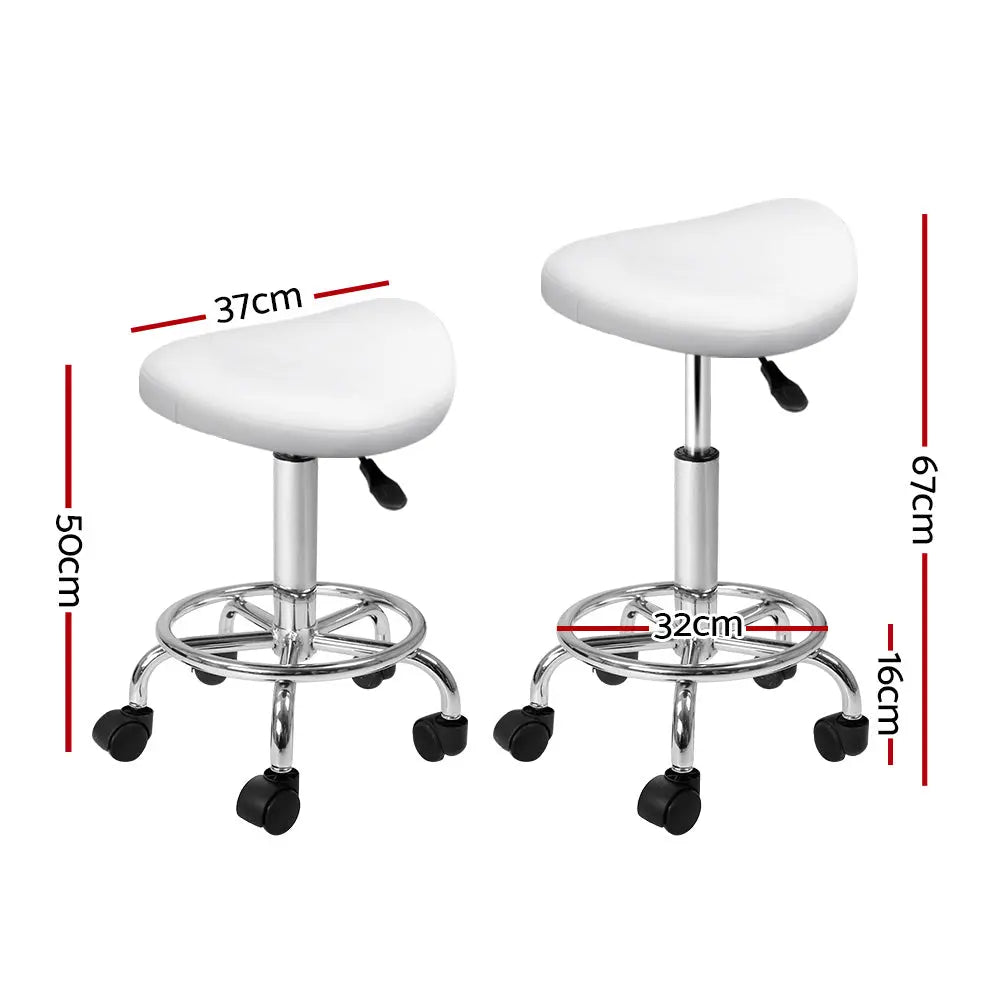 Artiss Saddle Salon Stool White PU Swivel Barber Hair Dress Chair Hydraulic Lift Deals499