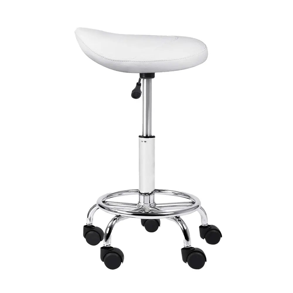 Artiss Saddle Salon Stool White PU Swivel Barber Hair Dress Chair Hydraulic Lift Deals499
