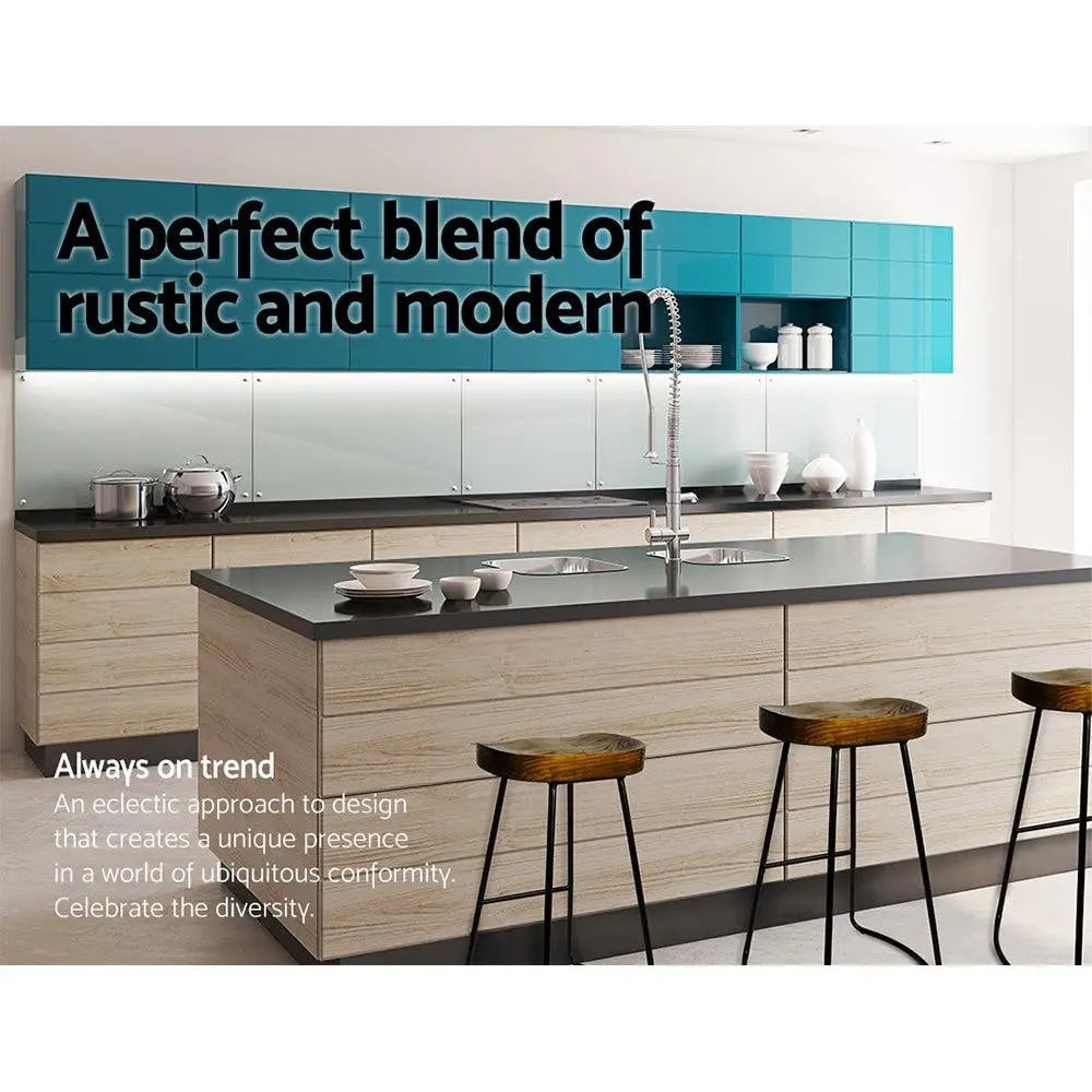 Artiss Set of 2 Backless Elm Wood Bar Stools 75cm - Black Deals499