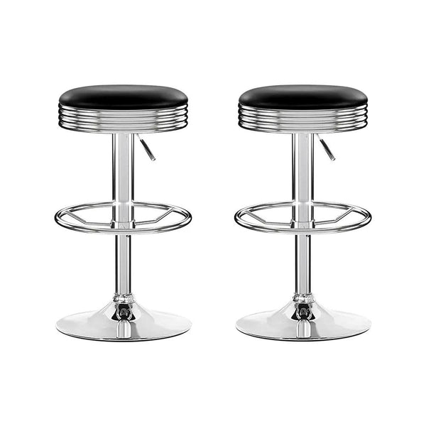 Artiss Set of 2 Backless PU Leather Bar Stools - Black and Chrome Deals499