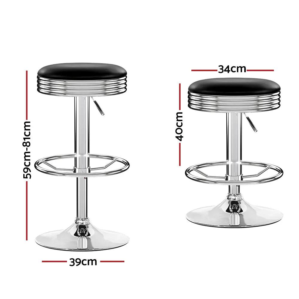 Artiss Set of 2 Backless PU Leather Bar Stools - Black and Chrome Deals499