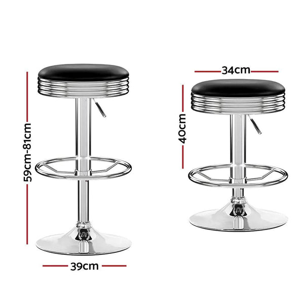 Artiss Set of 2 Backless PU Leather Bar Stools - Black and Chrome Deals499