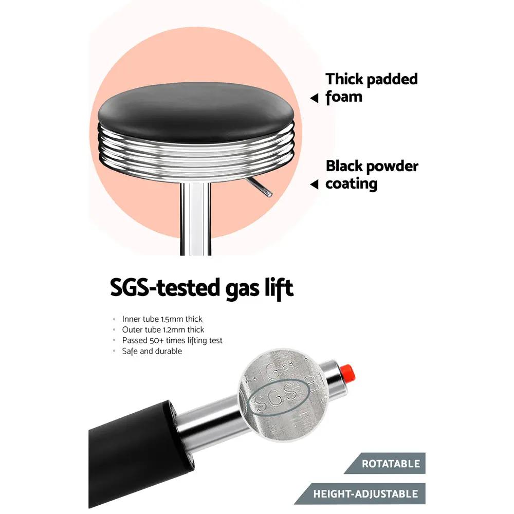 Artiss Set of 2 Backless PU Leather Bar Stools - Black and Chrome Deals499