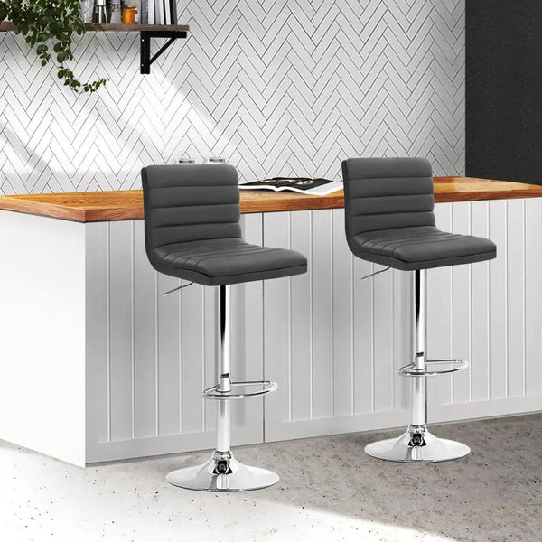 Artiss Set of 2 Bar Stools Kitchen Stool Dining Chairs Grey Deals499