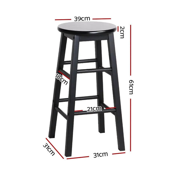 Artiss Set of 2 Beech Wood Backless Bar Stools - Black Deals499