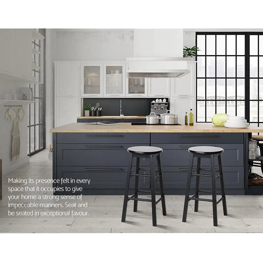 Artiss Set of 2 Beech Wood Backless Bar Stools - Black Deals499