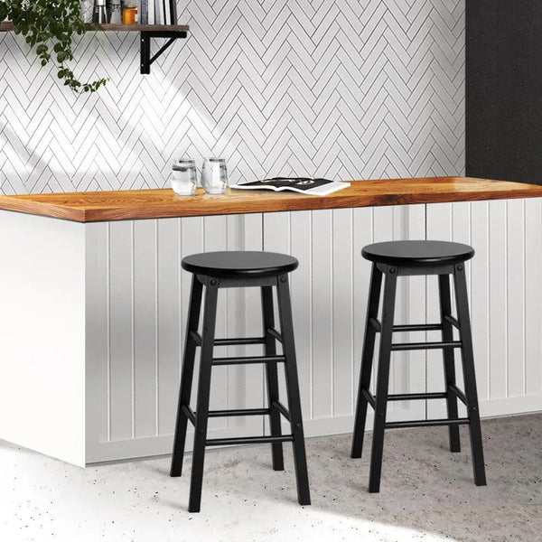 Artiss Set of 2 Beech Wood Backless Bar Stools - Black Deals499