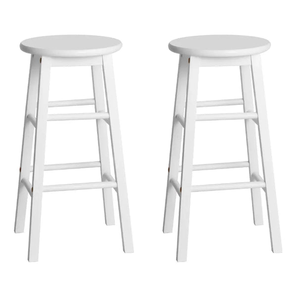 Artiss Set of 2 Beech Wood Backless Bar Stools - White Deals499