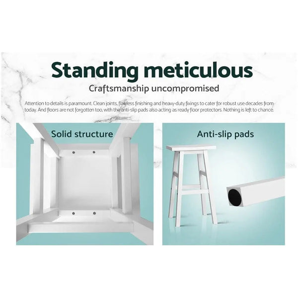 Artiss Set of 2 Beech Wood Bar Stools - White Deals499