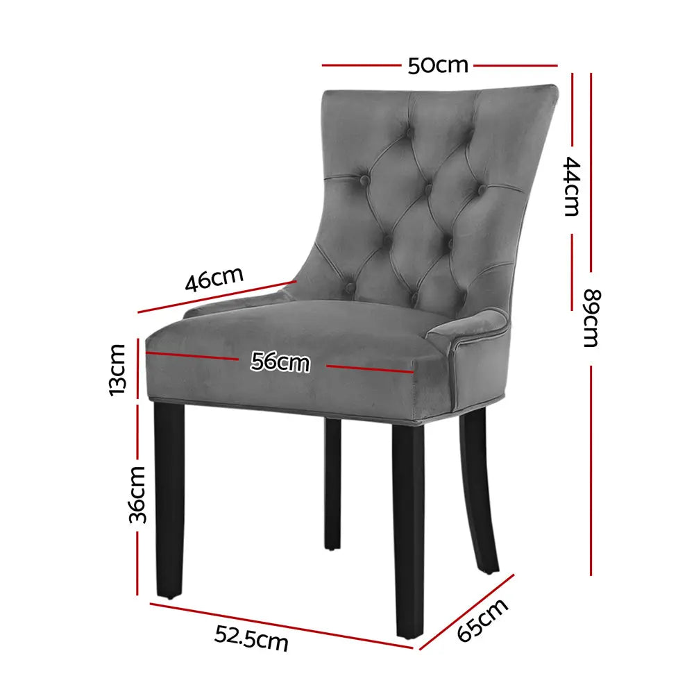 Artiss Set of 2 Dining Chairs French Provincial Retro Chair Wooden Velvet Fabric Grey Deals499