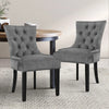 Artiss Set of 2 Dining Chairs French Provincial Retro Chair Wooden Velvet Fabric Grey Deals499