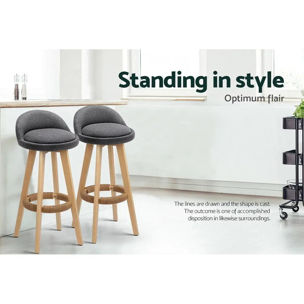Artiss Set of 2 Fabric Backrest Bar Stools - Grey Deals499