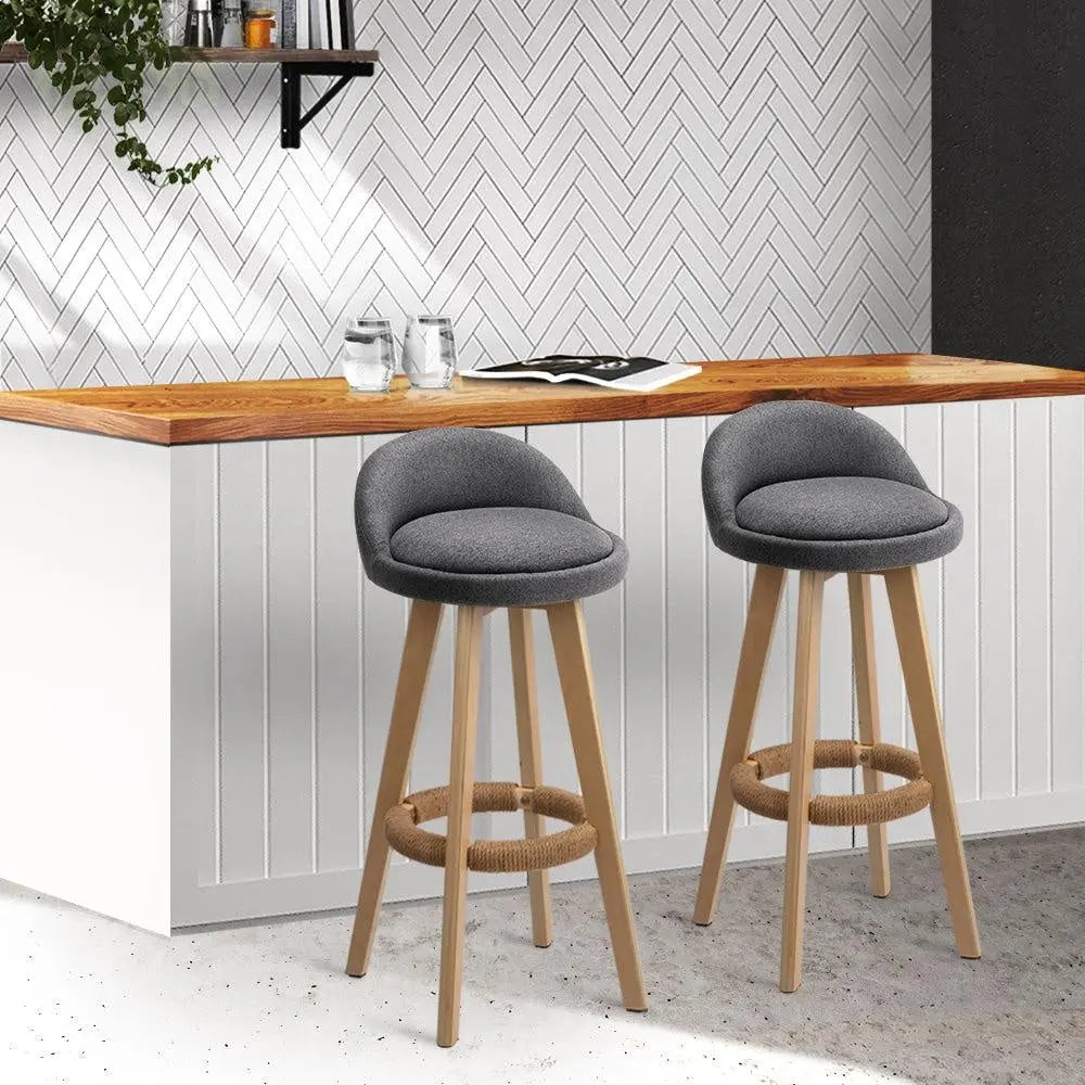 Artiss Set of 2 Fabric Backrest Bar Stools - Grey Deals499