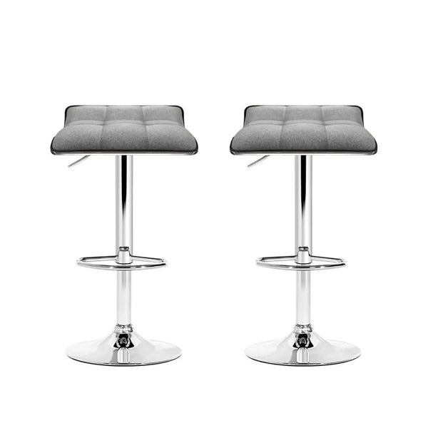 Artiss Set of 2 Fabric Bar Stools Swivel Bar Stools- Grey Chrome Deals499