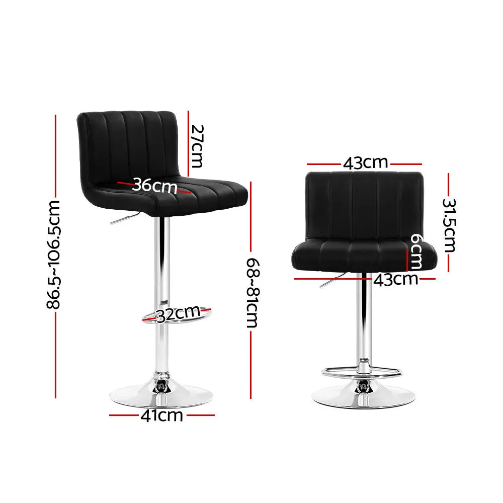Artiss Set of 2 Line Style PU Leather Bar Stools - Black Deals499