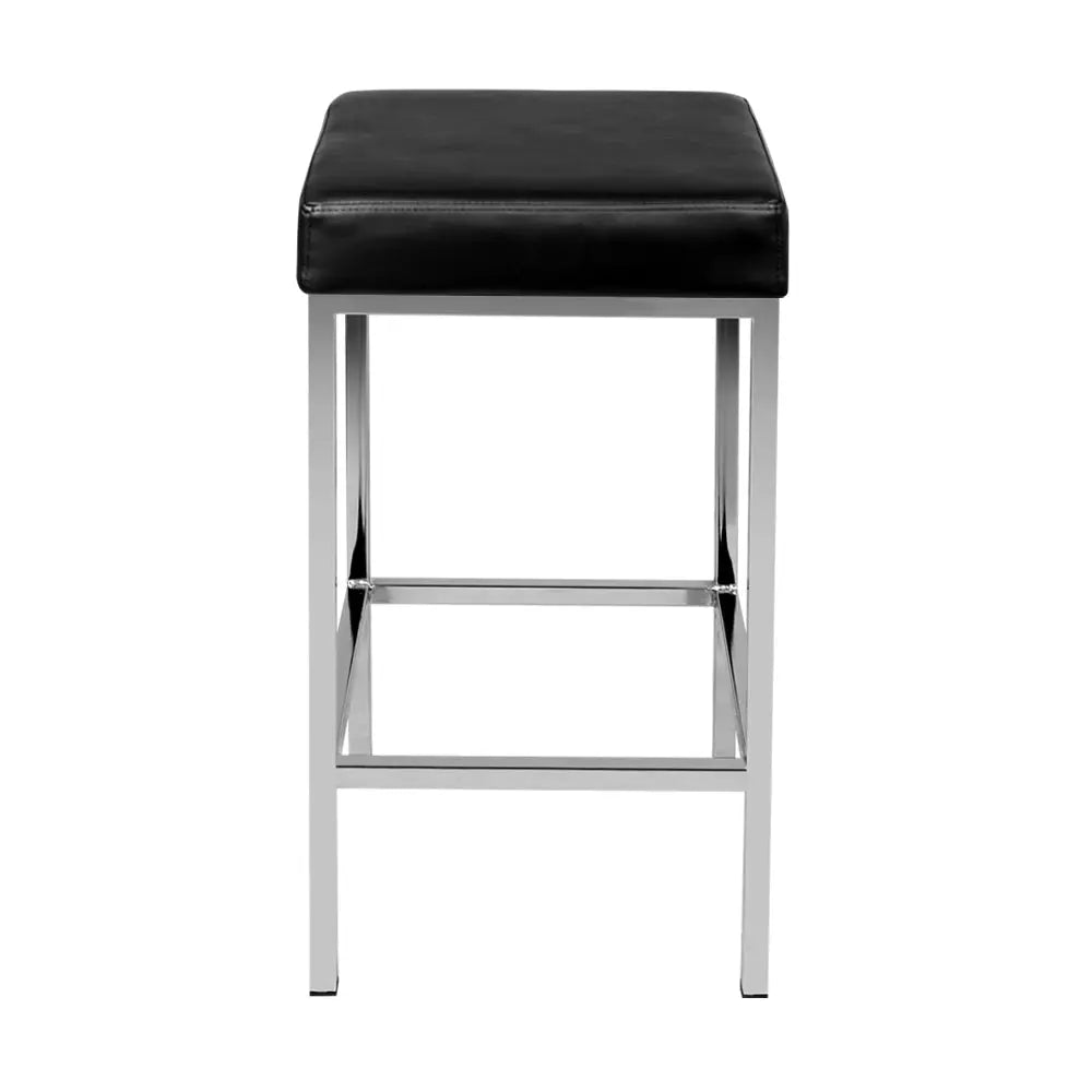 Artiss Set of 2 PU Leather Backless Bar Stools - Black and Chrome Deals499