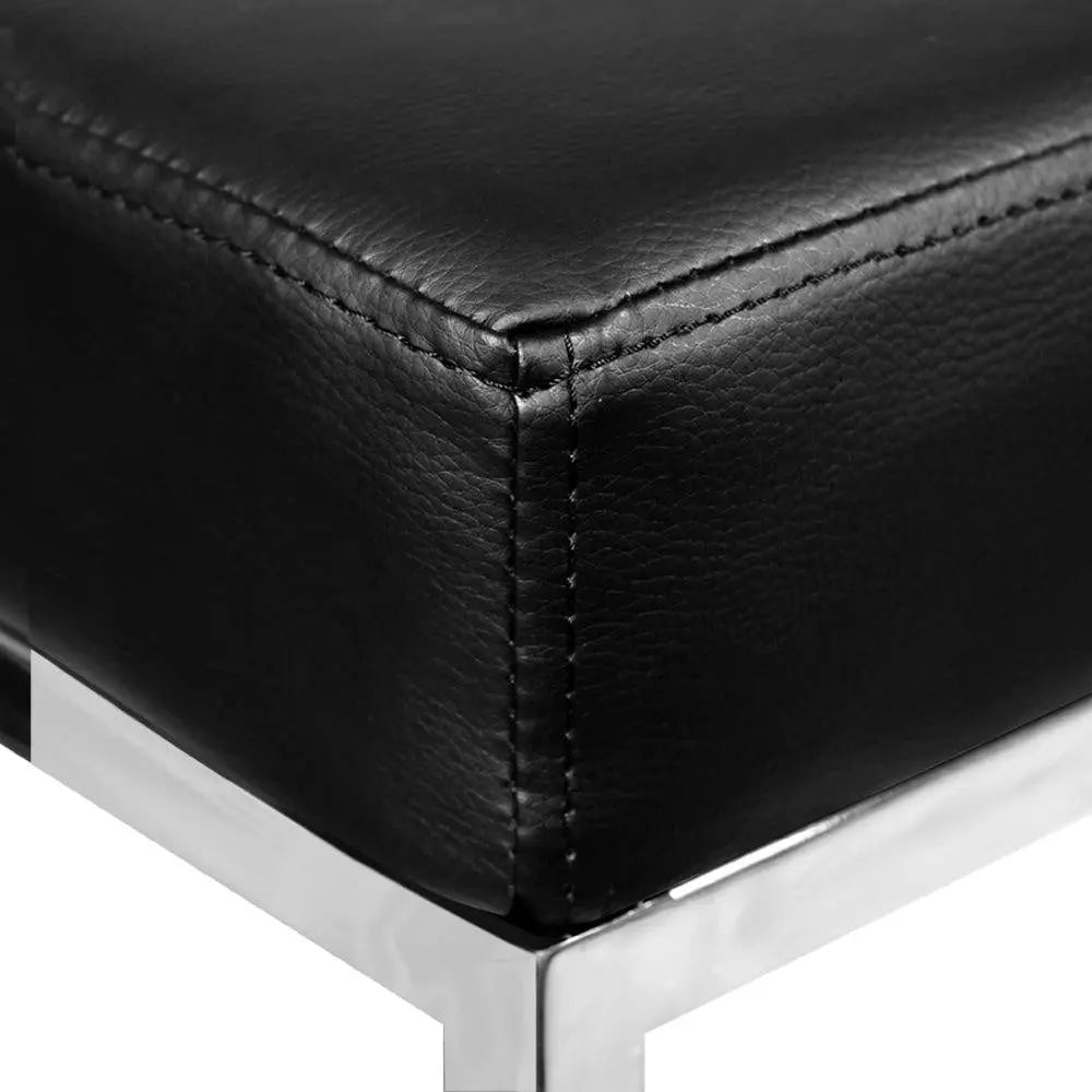 Artiss Set of 2 PU Leather Backless Bar Stools - Black and Chrome Deals499