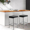 Artiss Set of 2 PU Leather Backless Bar Stools - Black and Chrome Deals499