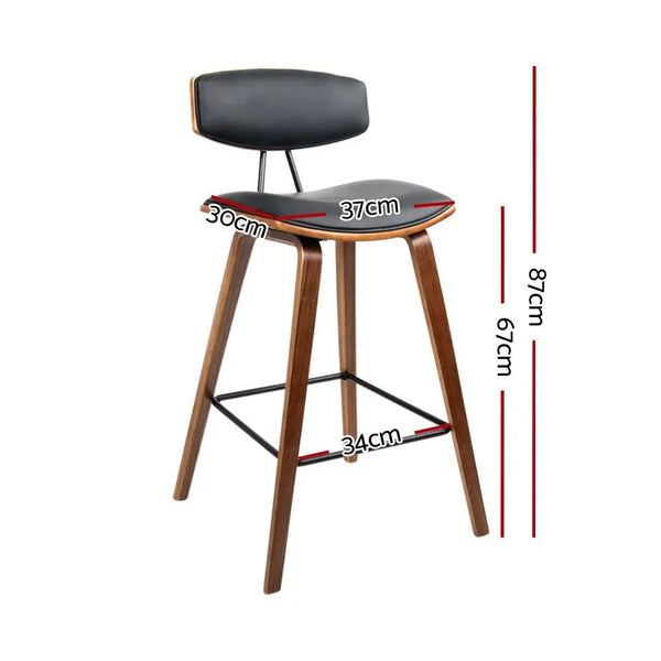Artiss Set of 2 PU Leather Circular Footrest Bar Stools - Black Deals499