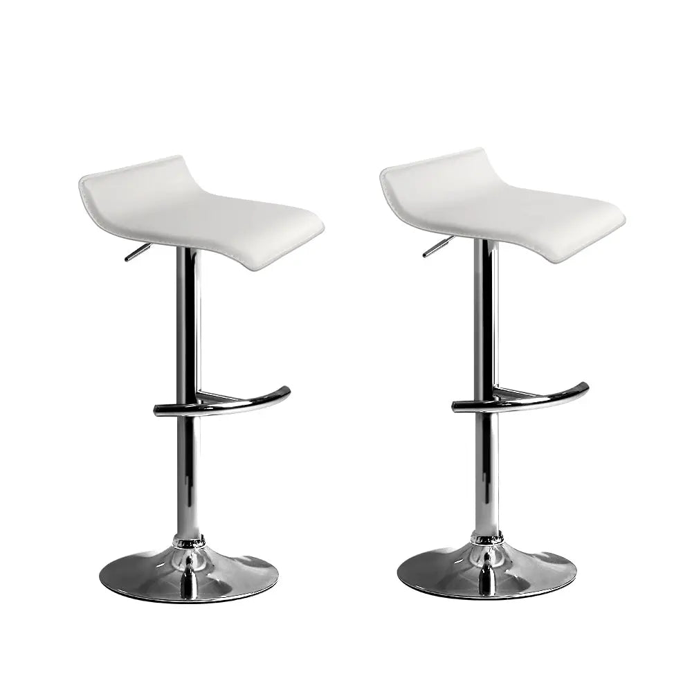 Artiss Set of 2 PU Leather Wave Style Bar Stools - White Deals499
