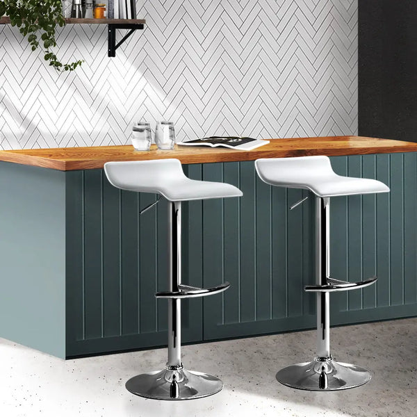 Artiss Set of 2 PU Leather Wave Style Bar Stools - White Deals499