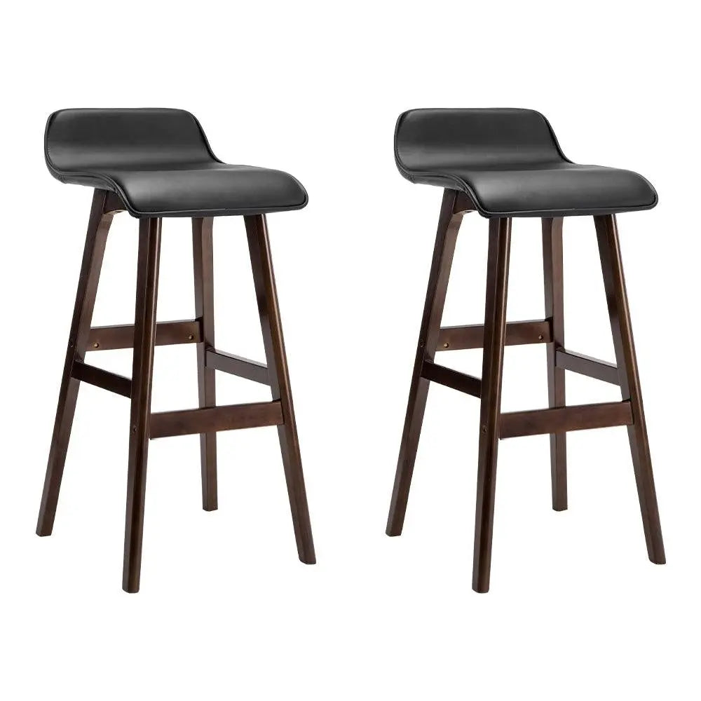 Artiss Set of 2 PU Leather Wood Wave Style Bar Stool - Black Deals499