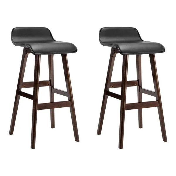 Artiss Set of 2 PU Leather Wood Wave Style Bar Stool - Black Deals499