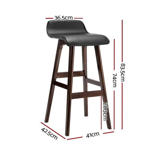 Artiss Set of 2 PU Leather Wood Wave Style Bar Stool - Black Deals499
