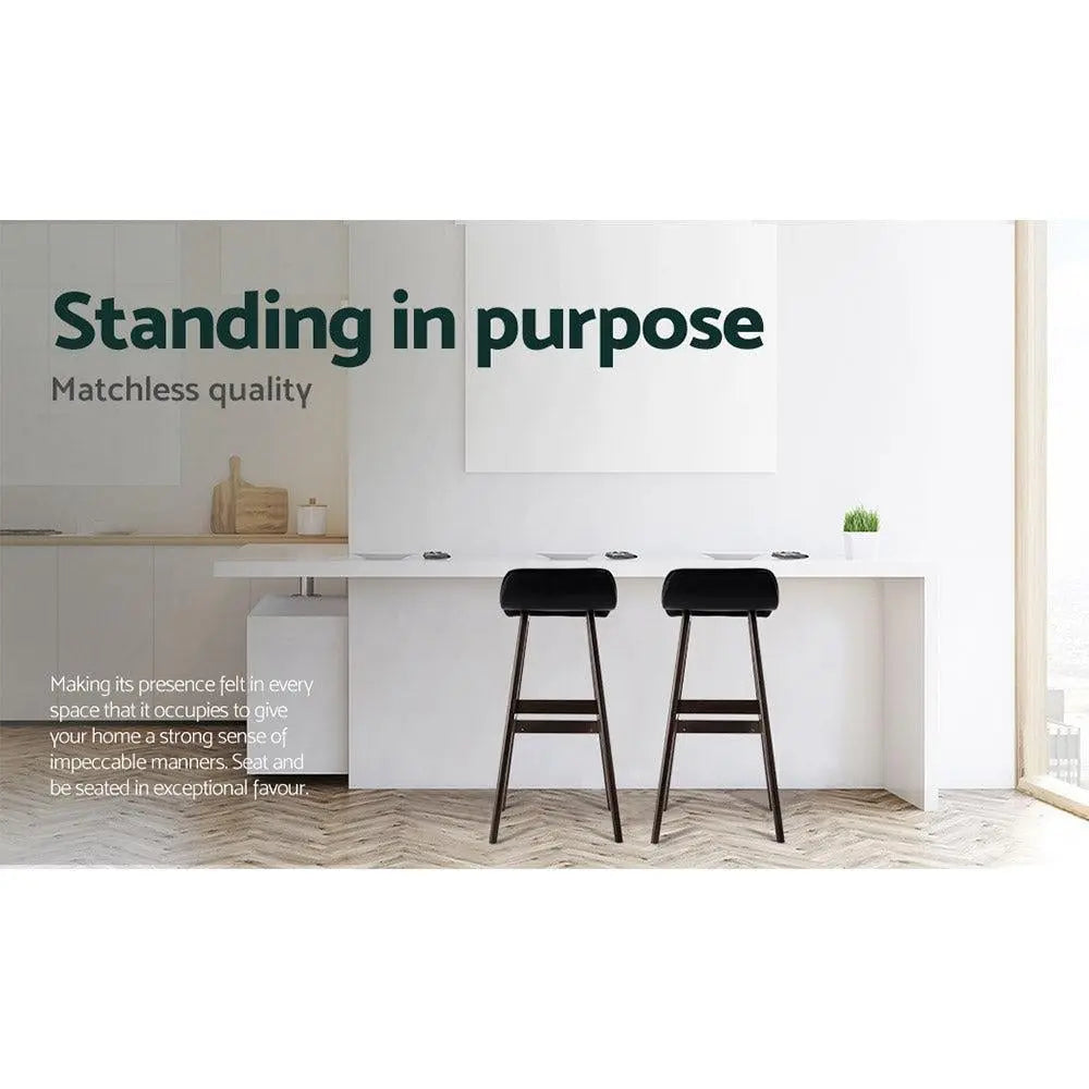 Artiss Set of 2 PU Leather Wood Wave Style Bar Stool - Black Deals499