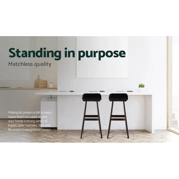 Artiss Set of 2 PU Leather Wood Wave Style Bar Stool - Black Deals499