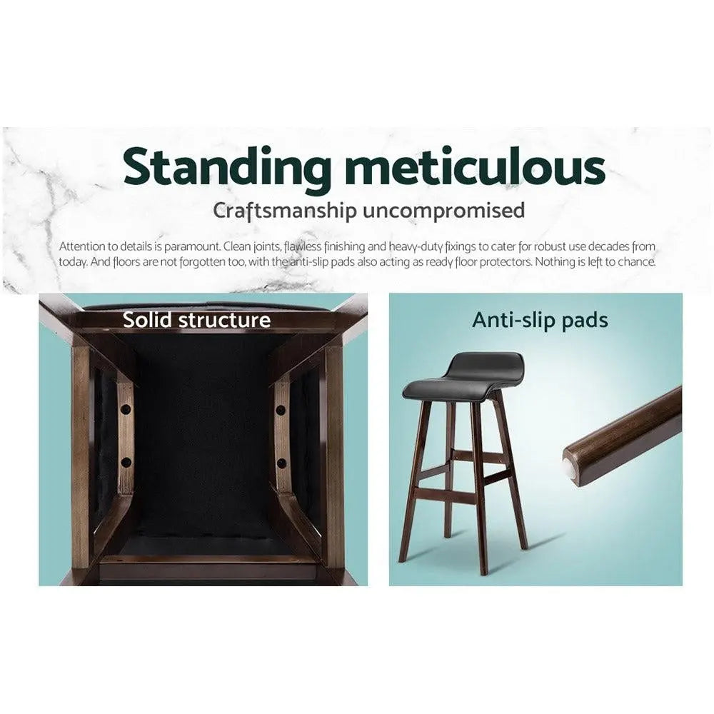 Artiss Set of 2 PU Leather Wood Wave Style Bar Stool - Black Deals499