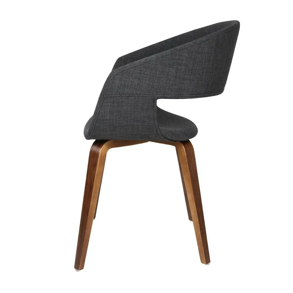 Artiss Set of 2 Timber Wood and Fabric Dining Chairs - Charcoal Deals499