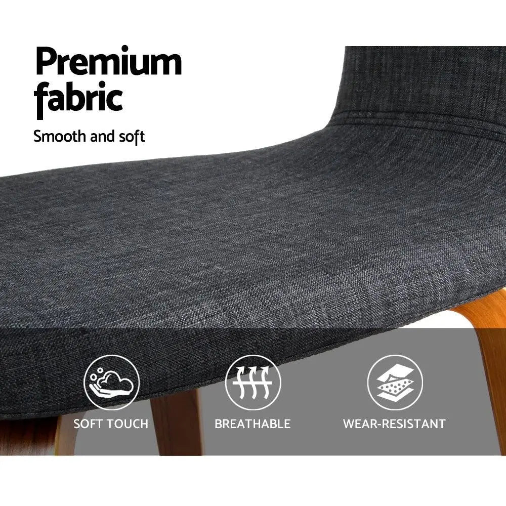 Artiss Set of 2 Timber Wood and Fabric Dining Chairs - Charcoal Deals499