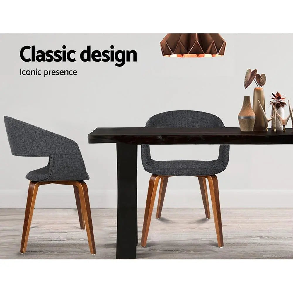 Artiss Set of 2 Timber Wood and Fabric Dining Chairs - Charcoal Deals499