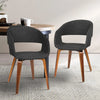 Artiss Set of 2 Timber Wood and Fabric Dining Chairs - Charcoal Deals499
