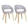 Artiss Set of 2 Timber Wood and Fabric Dining Chairs - Light Grey Deals499