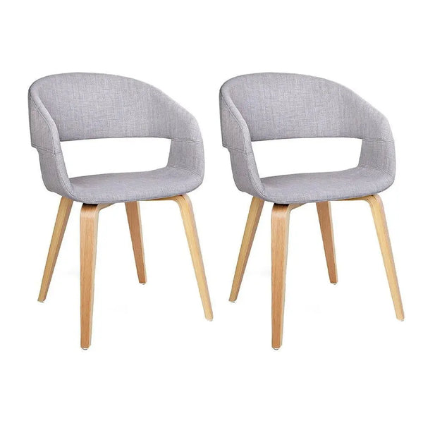 Artiss Set of 2 Timber Wood and Fabric Dining Chairs - Light Grey Deals499