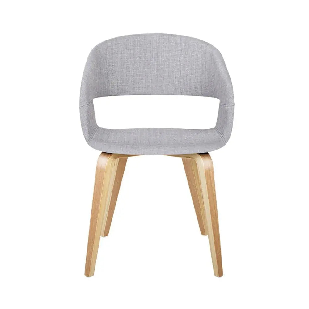 Artiss Set of 2 Timber Wood and Fabric Dining Chairs - Light Grey Deals499