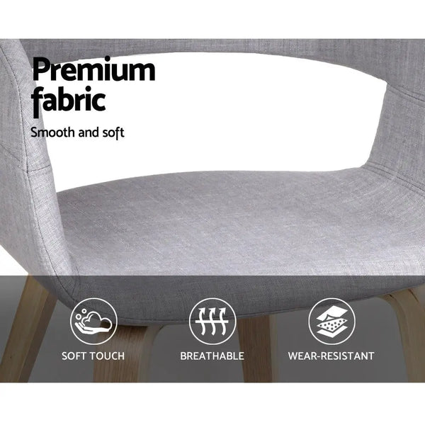 Artiss Set of 2 Timber Wood and Fabric Dining Chairs - Light Grey Deals499