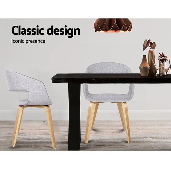 Artiss Set of 2 Timber Wood and Fabric Dining Chairs - Light Grey Deals499