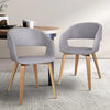 Artiss Set of 2 Timber Wood and Fabric Dining Chairs - Light Grey Deals499