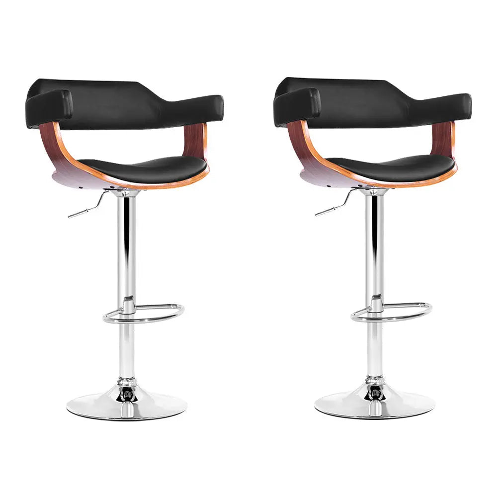 Artiss Set of 2 Wooden Bar Stool - Black and Wood Deals499