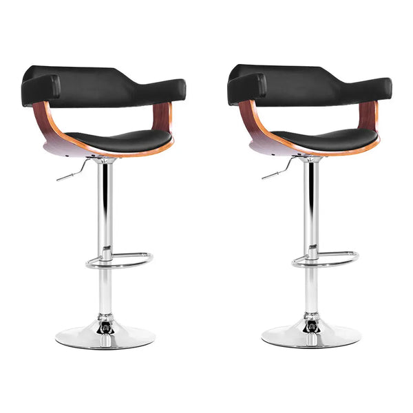 Artiss Set of 2 Wooden Bar Stool - Black and Wood Deals499