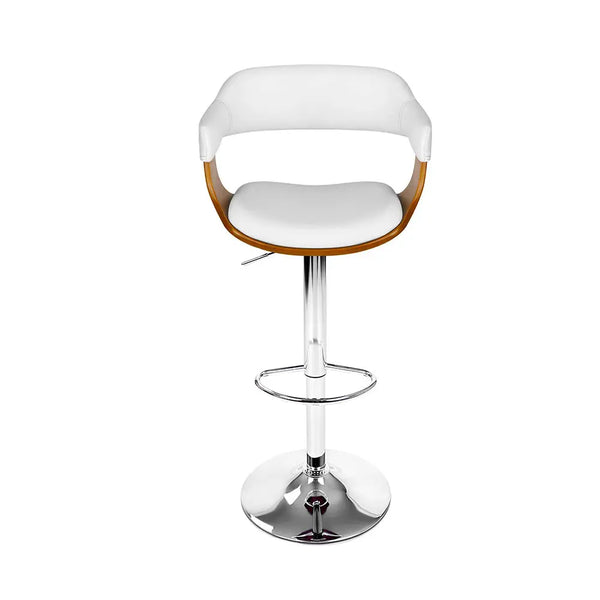 Artiss Set of 2 Wooden PU Leather Bar Stool - White and Chrome Deals499