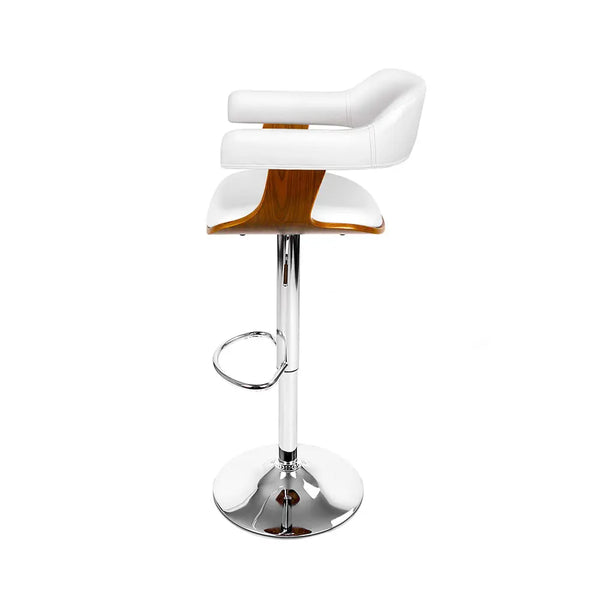 Artiss Set of 2 Wooden PU Leather Bar Stool - White and Chrome Deals499