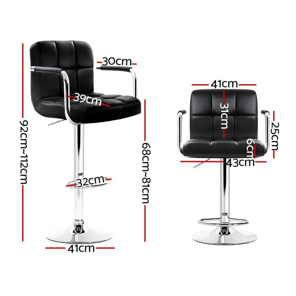 Artiss Set of 4 Bar Stools Gas lift Swivel Armrests - Steel and Black Deals499