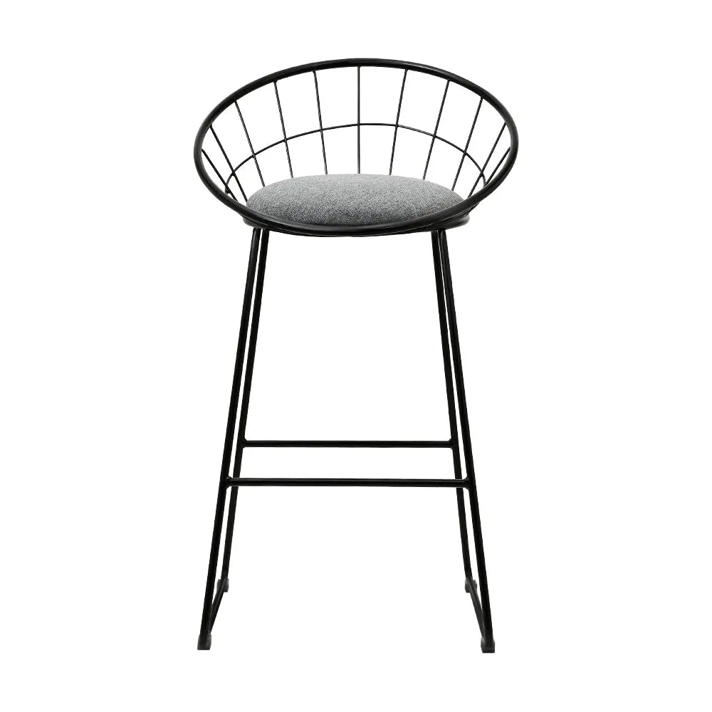 Artiss Set of 4 Bar Stools Steel Fabric - Grey and Black Deals499