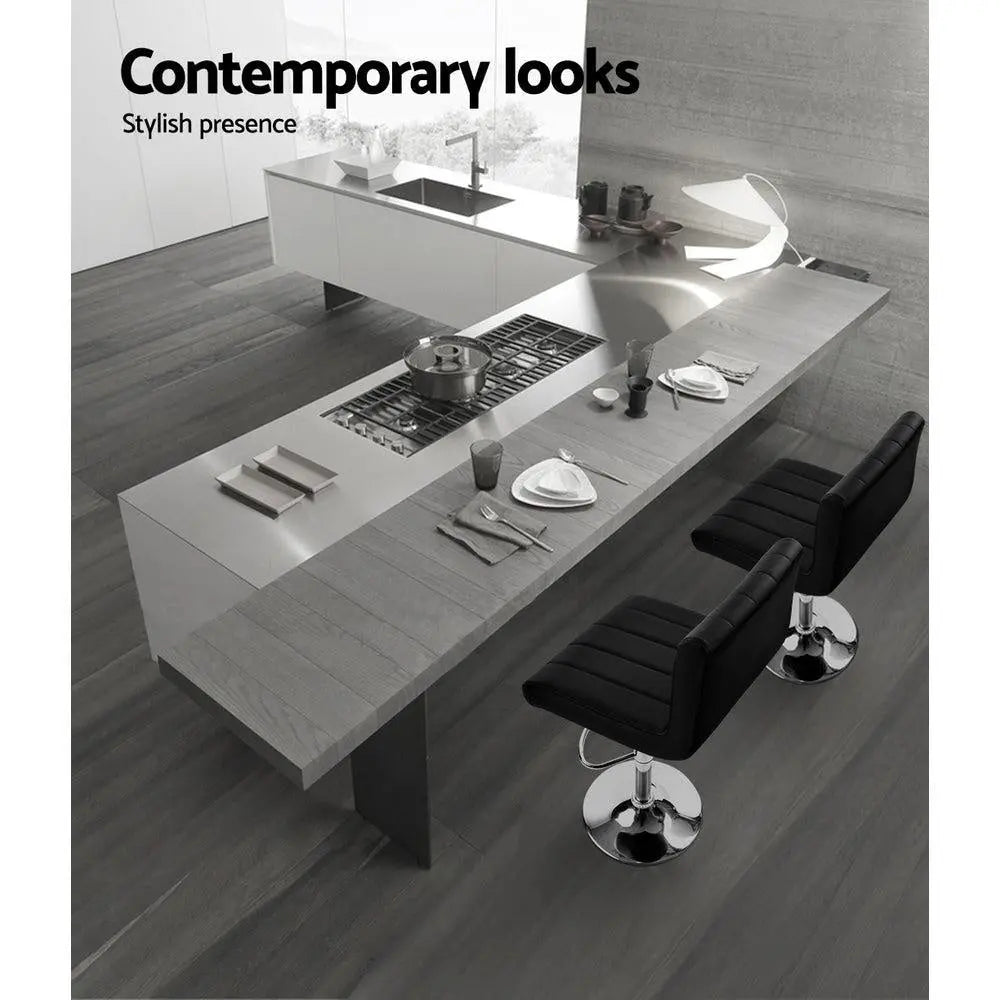 Artiss Set of 4 Line Style PU Leather Bar Stools - Black Deals499