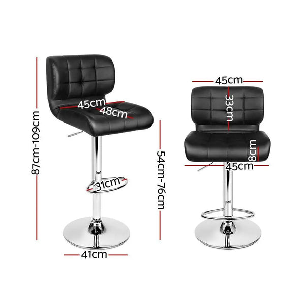 Artiss Set of 4 PU Leather Gas Lift Bar Stools - Black and Chrome Deals499